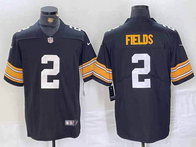 Men's Pittsburgh Steelers #2 Justin Fields Black Vapor Untouchable Limited Football Stitched Jersey